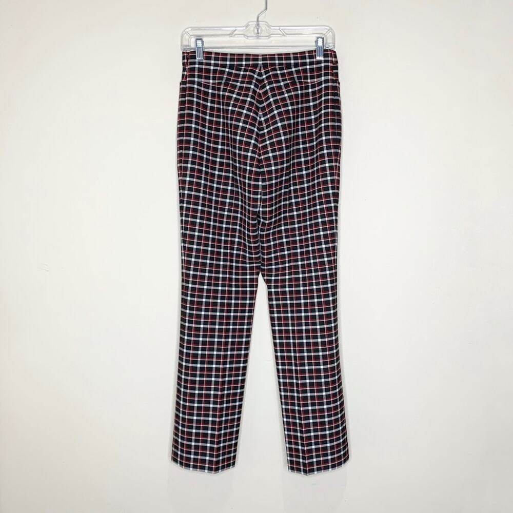 Akris Punto Francoise Slim Straight Pant (Sz 4) Glen Check Plaid Black Red - Picture 11 of 16